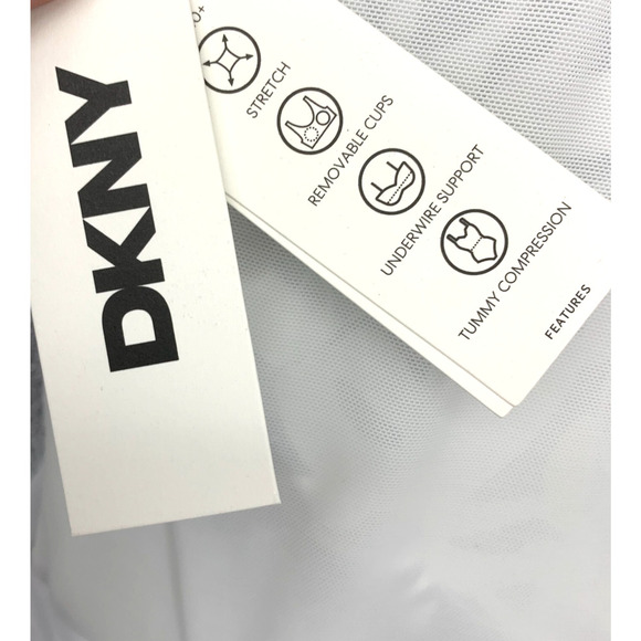 NWT DKNY Sz M Black & Yellow Floral Ruffle Trim One Piece Swim Bathing Suit NEW - Picture 5 of 9